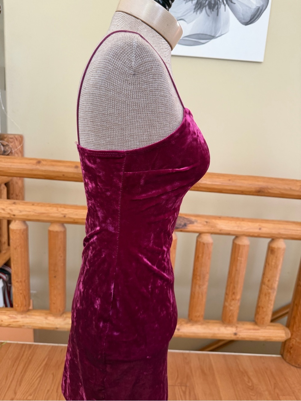 Urban Renewal Crushed Velvet Bodycon Mini Dress | Magenta | Small - Picture 7 of 9